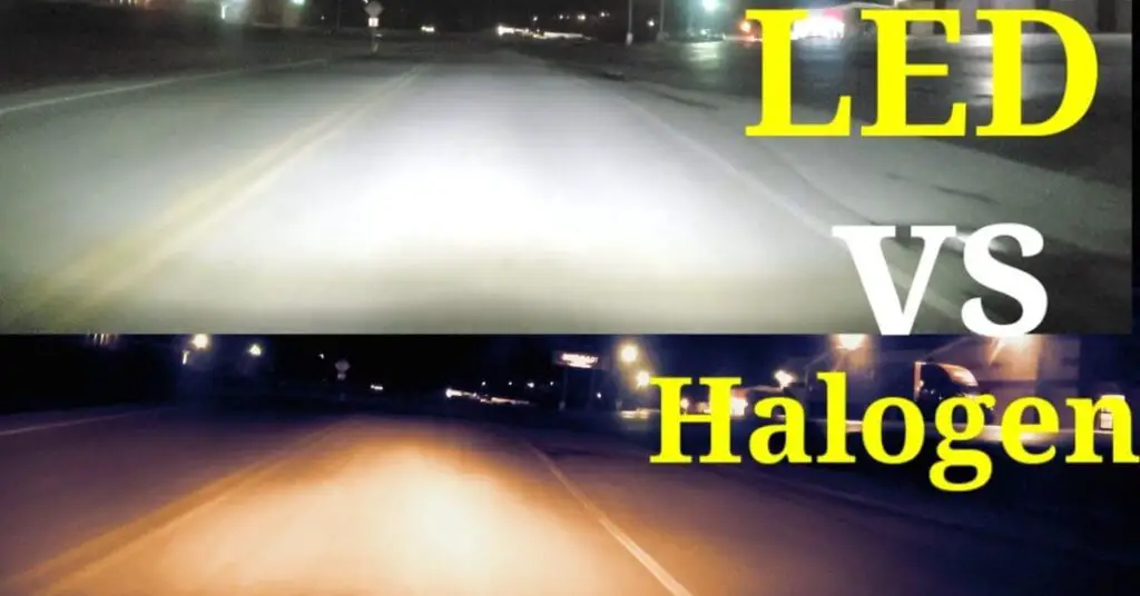 showing LED vs Halogen bulb difference 